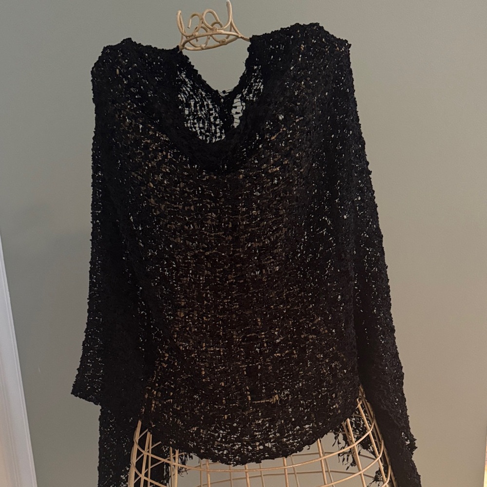 Apt 9 Black 100% Polyester Knit Poncho Style Scarf - Size OS